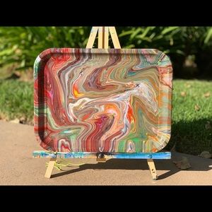 Hippie Psychedelic metal  rolling tray 10”X14”